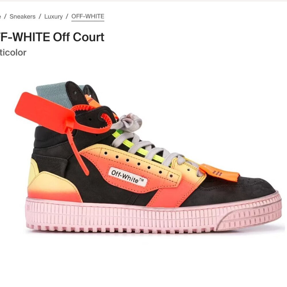 OFF-WHITE MEN HIGH TOP DISTRESSED LOOK SNEAKERS sz 43